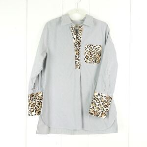 Chicos Long Sleeved Tunic Top Womens SZ 0 U.S. 4/6 Striped Animal Print EUC